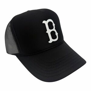 NEW VINTAGE STYLE BOSTON RED SOX BLACK TRUCKER HAT CAP ADULT S…